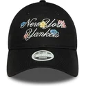 new-era-new-york-yankees-mlb-9forty-floral-script-justerbar-svart-bojd-keps-for-kvinnor
