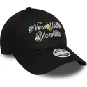 new-era-new-york-yankees-mlb-9forty-floral-script-justerbar-svart-bojd-keps-for-kvinnor