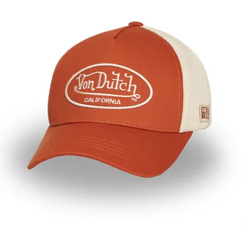 Justerbar orange och beige truckerkeps LOF B33 från Von Dutch