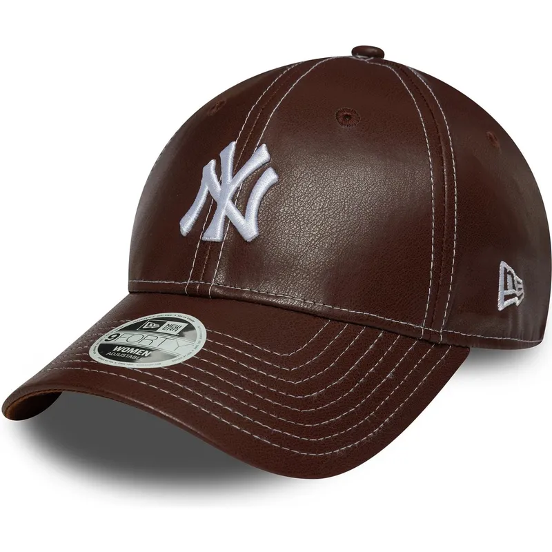 brun-bojd-justerbar-keps-for-dam-9forty-topstitch-pu-fran-new-york-yankees-mlb-av-new-era