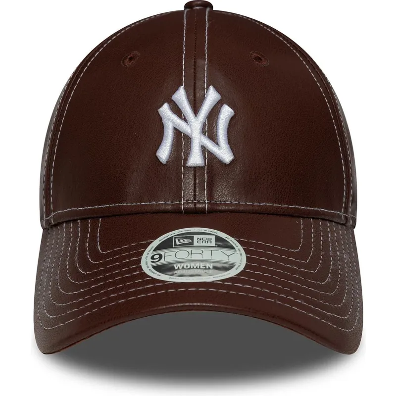 brun-bojd-justerbar-keps-for-dam-9forty-topstitch-pu-fran-new-york-yankees-mlb-av-new-era