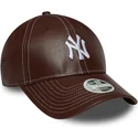 brun-bojd-justerbar-keps-for-dam-9forty-topstitch-pu-fran-new-york-yankees-mlb-av-new-era