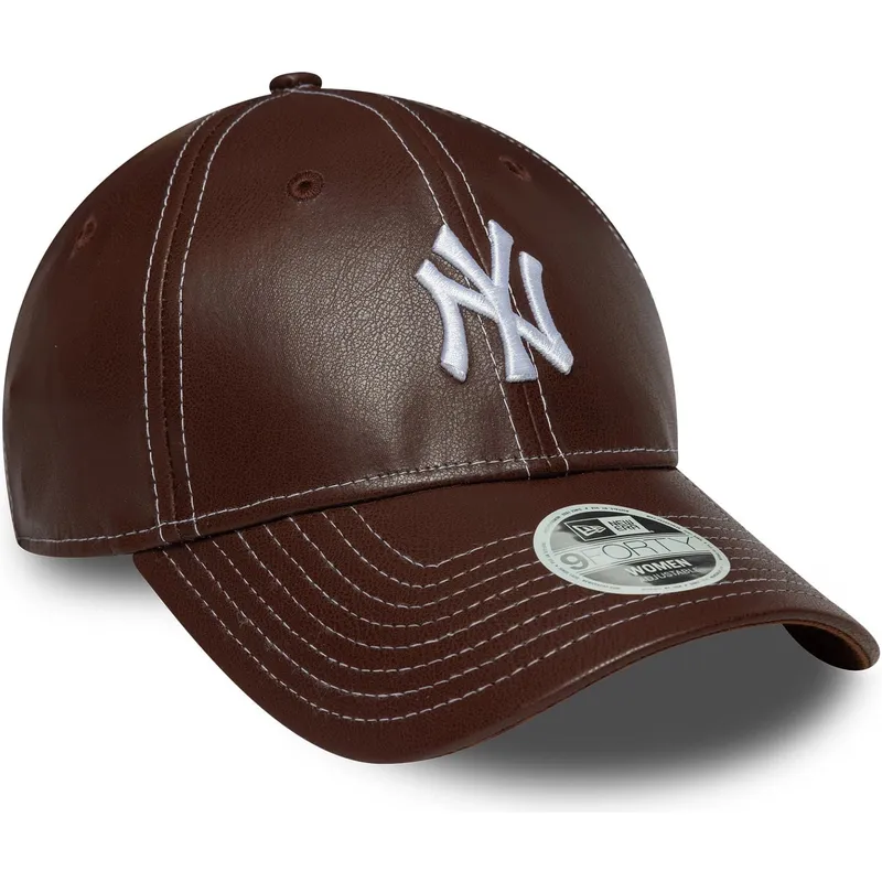 brun-bojd-justerbar-keps-for-dam-9forty-topstitch-pu-fran-new-york-yankees-mlb-av-new-era