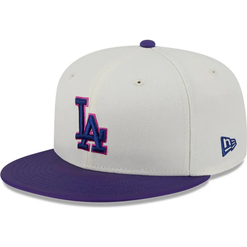beige-och-lila-platt-keps-justerad-59fifty-clr-dvlp-los-angeles-dodgers-mlb-fran-new-era