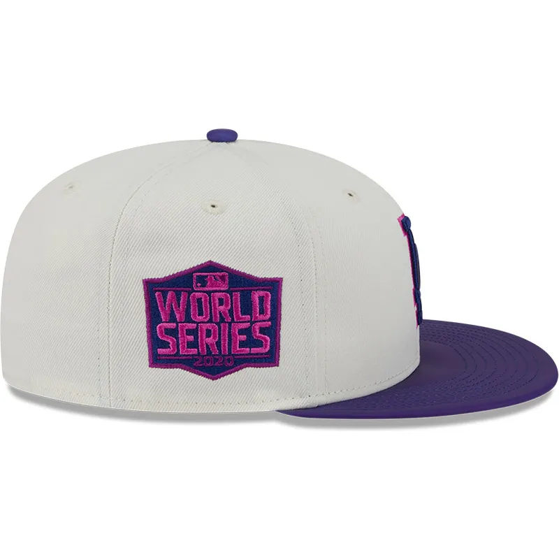 beige-och-lila-platt-keps-justerad-59fifty-clr-dvlp-los-angeles-dodgers-mlb-fran-new-era