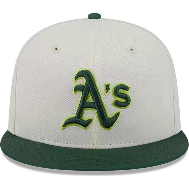 beige-och-gron-platt-keps-justerad-59fifty-clr-dvlp-fran-oakland-athletics-mlb-av-new-era