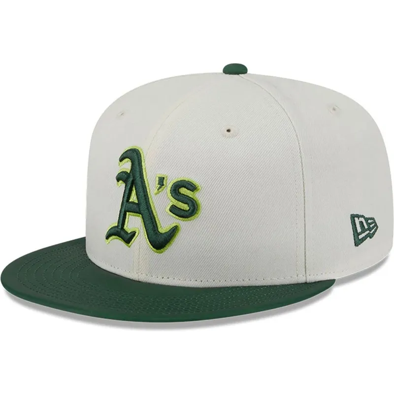 beige-och-gron-platt-keps-justerad-59fifty-clr-dvlp-fran-oakland-athletics-mlb-av-new-era