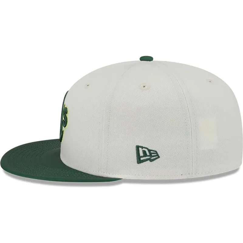 beige-och-gron-platt-keps-justerad-59fifty-clr-dvlp-fran-oakland-athletics-mlb-av-new-era