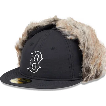 Boston Red Sox MLB New Era 59FIFTY Svart Justerbar Flat Keps med Vinteröronlappar
