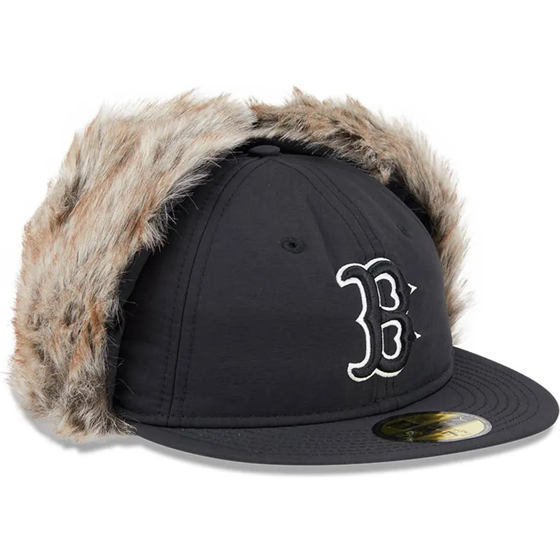 svart-platt-keps-justerad-59fifty-winter-dog-ear-fran-boston-red-sox-mlb-av-new-era