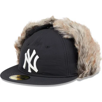 New York Yankees MLB New Era 59FIFTY Svart Justerbar Flat Keps med Vinteröronlappar