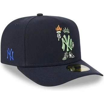 New Era New York Yankees MLB 59FIFTY A Frame Cartoon marinblå justerbar kurvad keps