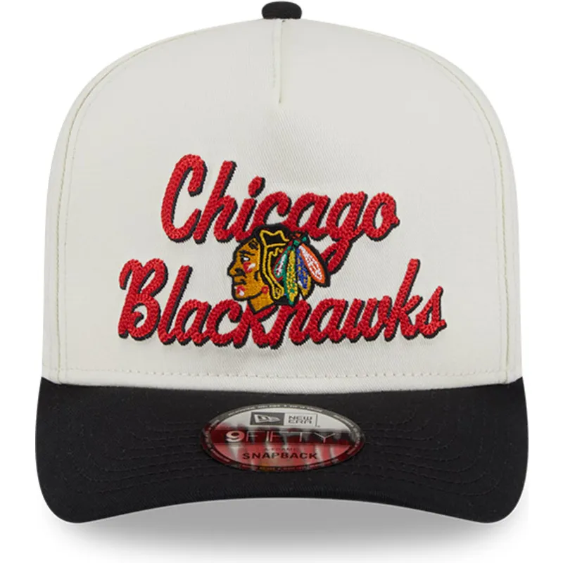 beige-och-svart-kurvad-keps-snapback-9fifty-a-frame-chainstitch-chicago-blackhawks-nhl-fran-new-era