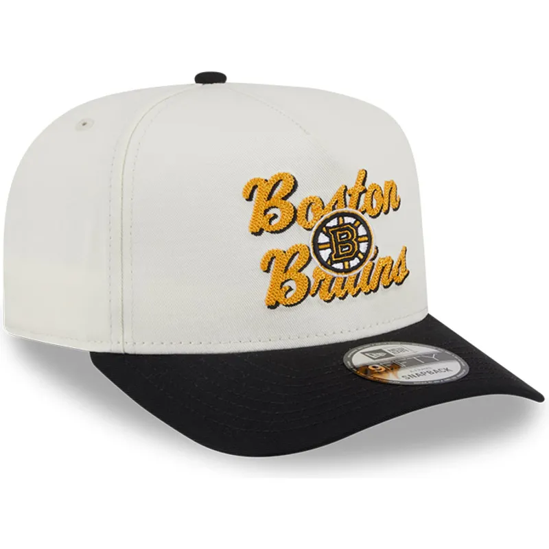 beige-och-svart-bojd-keps-snapback-9fifty-a-frame-chainstitch-boston-bruins-nhl-fran-new-era