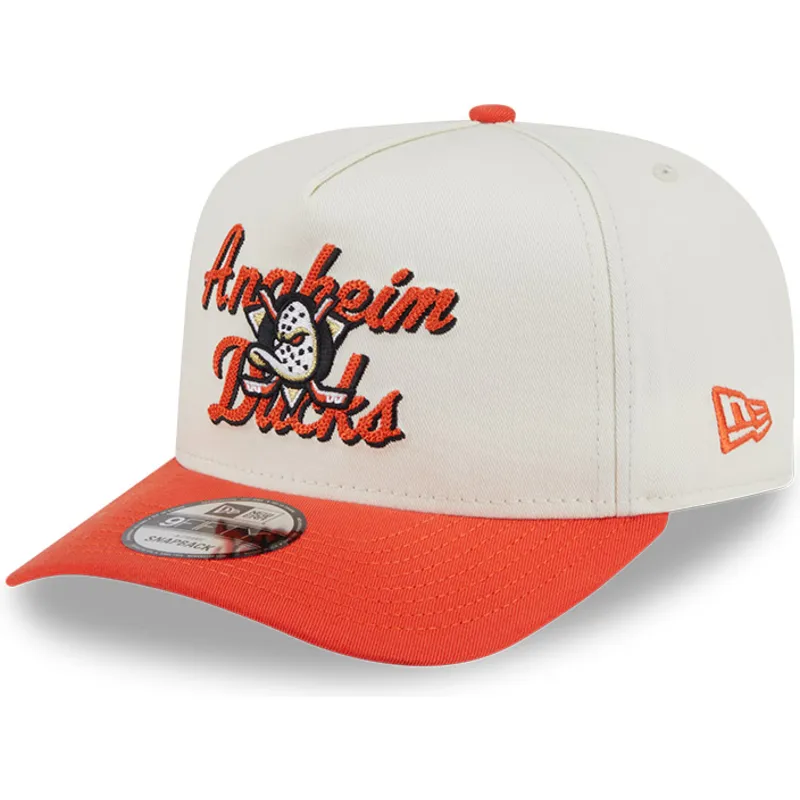 beige-och-orange-kurvad-keps-snapback-9fifty-a-frame-chainstitch-anaheim-ducks-nhl-fran-new-era