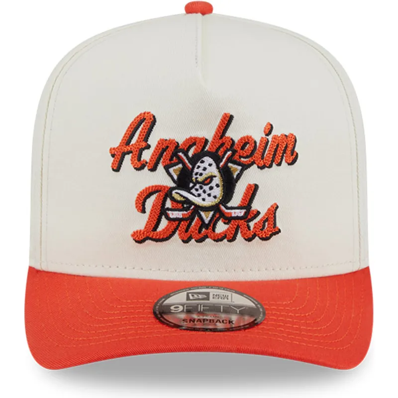 beige-och-orange-kurvad-keps-snapback-9fifty-a-frame-chainstitch-anaheim-ducks-nhl-fran-new-era