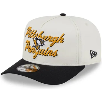 Pittsburgh Penguins NHL New Era beige och svart 9FIFTY A Frame Chainstitch snapback böjd keps