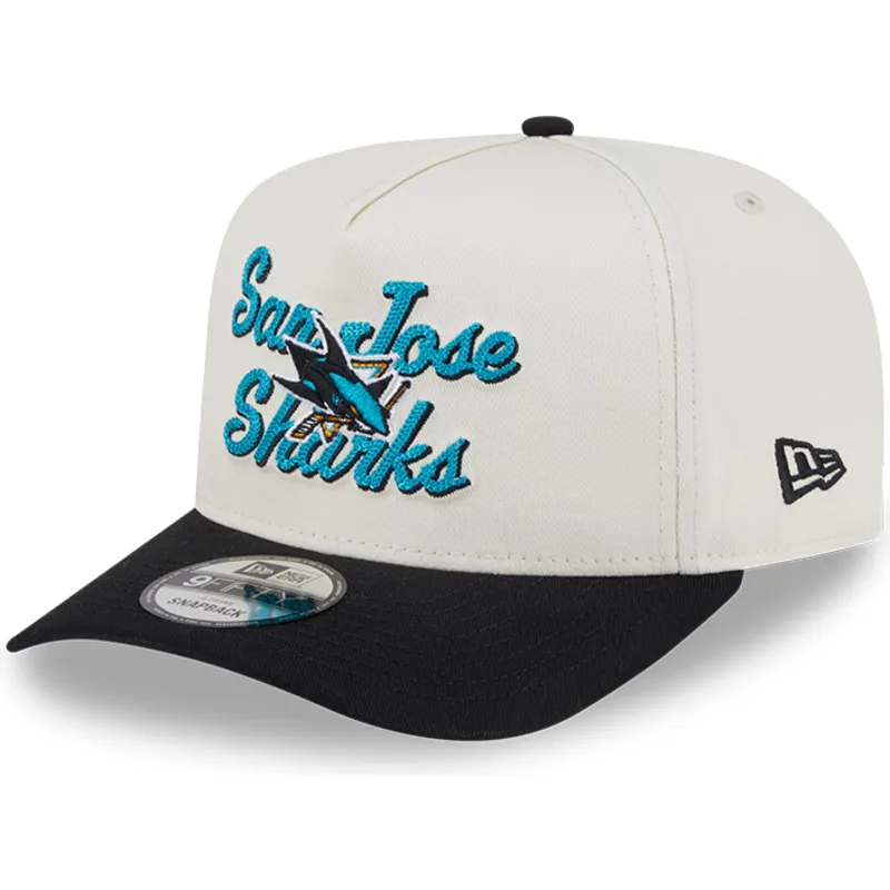 beige-och-svart-kurvad-keps-snapback-9fifty-a-frame-chainstitch-san-jose-sharks-nhl-fran-new-era