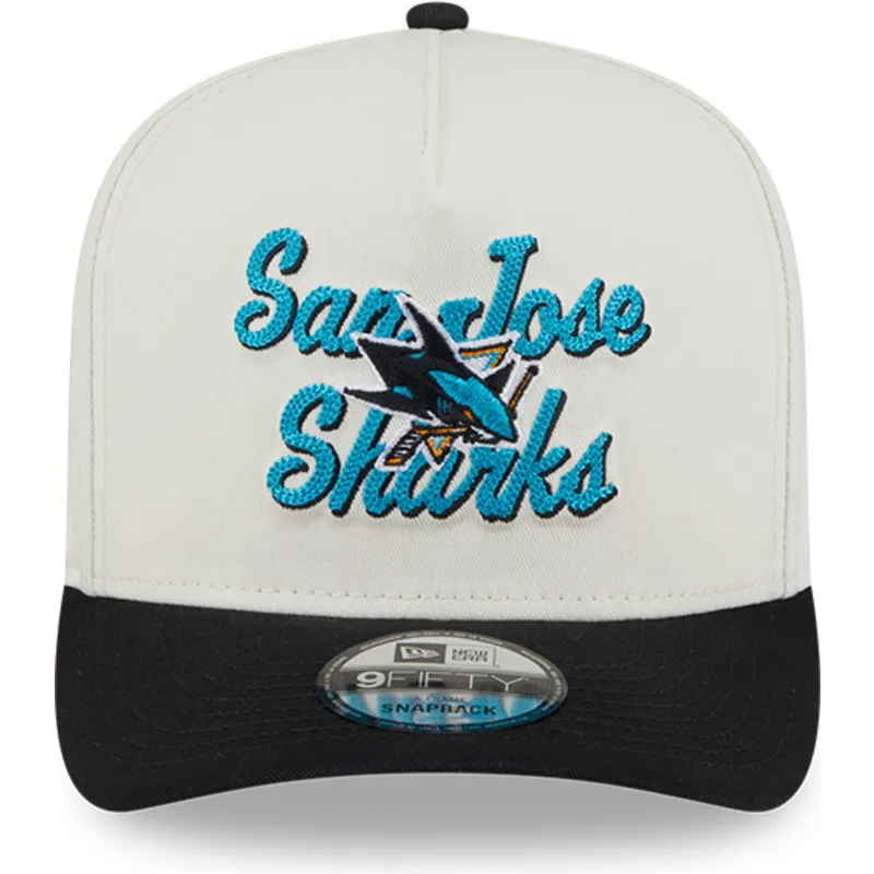 beige-och-svart-kurvad-keps-snapback-9fifty-a-frame-chainstitch-san-jose-sharks-nhl-fran-new-era