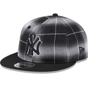svart-platt-snapback-keps-9fifty-retro-crown-plaid-fran-new-york-yankees-mlb-av-new-era