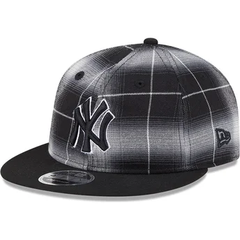New Era New York Yankees MLB 9FIFTY Retro Crown Plaid svart platt snapback-keps