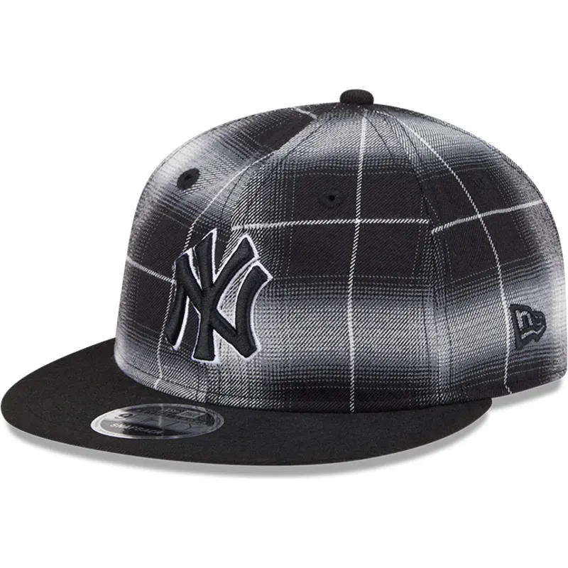 svart-platt-snapback-keps-9fifty-retro-crown-plaid-fran-new-york-yankees-mlb-av-new-era
