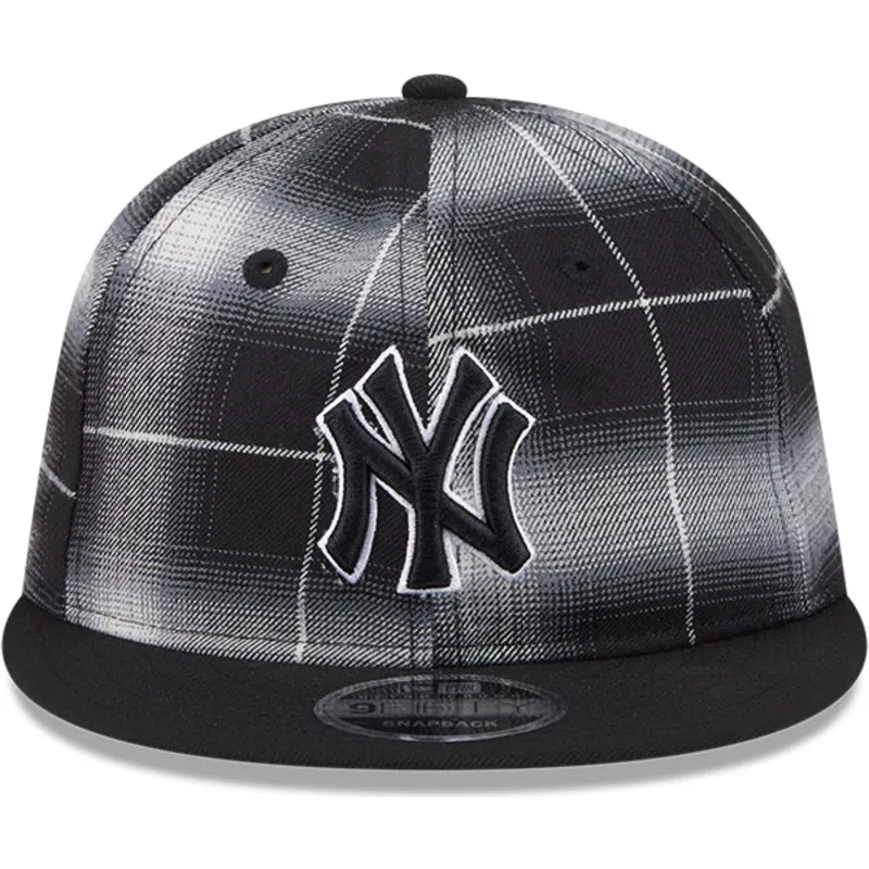 svart-platt-snapback-keps-9fifty-retro-crown-plaid-fran-new-york-yankees-mlb-av-new-era