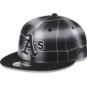svart-platt-snapback-keps-9fifty-retro-crown-plaid-oakland-athletics-mlb-fran-new-era