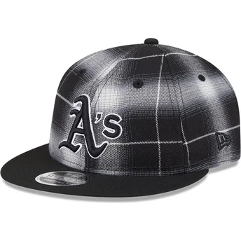 Svart platt snapback-keps 9FIFTY Retro Crown Plaid från Oakland Athletics MLB av New Era