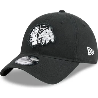 Justerbar svart böjd keps 9TWENTY Stamp Chicago Blackhawks NHL från New Era