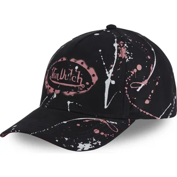 Snapbackkeps med böjd skärm i svart och rosa IMAG P från Von Dutch