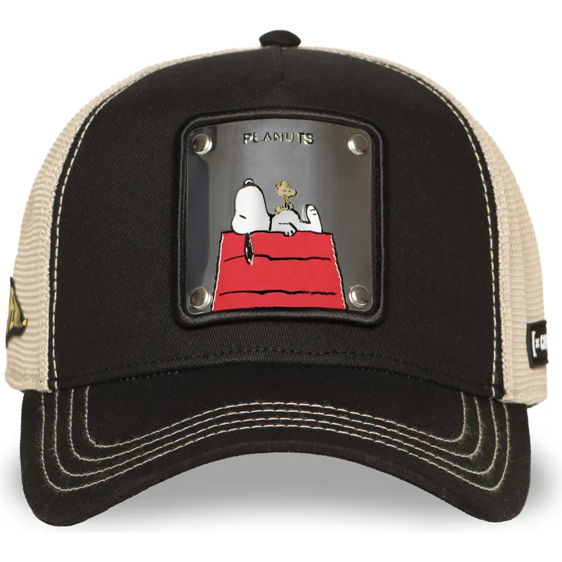 svart-och-beige-trucker-keps-snoopy-och-emilio-pea6-naw6-peanuts-fran-capslab