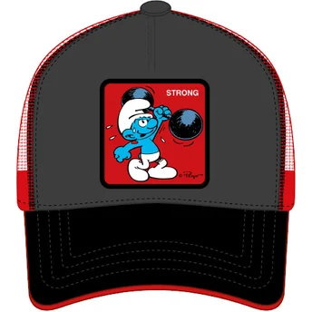 Svart och röd truckerkeps Pitufo Fortachón SMU STRO Smurfarna från Capslab
