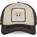 beige-och-svart-trucker-keps-straw-hat-pirates-op6-str-one-piece-fran-capslab