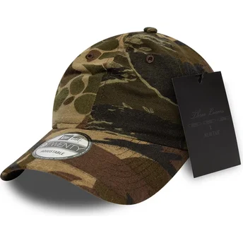 Justerbar kamouflageböjd keps 9TWENTY Brushed Cotton Three Looms Woodland från New Era