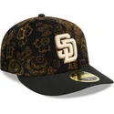 san-diego-padres-mlb-new-era-59fifty-low-profile-floral-cord-three-looms-printed-corduroy-svart-justerbar-kurvad-keps