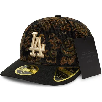 Los Angeles Dodgers MLB New Era Svart böjd keps 59FIFTY Low Profile Floral Cord Three Looms Printed Corduroy