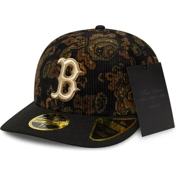 Boston Red Sox MLB New Era 59FIFTY Low Profile Floral Cord Three Looms Printed Corduroy svart böjd justerbar keps