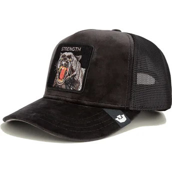 Svart truckerkeps panter Strength Panther Velour The Farm från Goorin Bros.