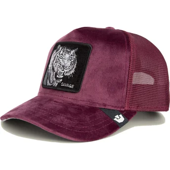 Trucker-keps vinröd tiger Savage Tiger Velour The Farm från Goorin Bros.