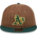 justerbar-9fifty-retro-crown-ull-pinstripe-brun-och-gron-platt-keps-oakland-athletics-mlb-fran-new-era