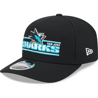 San Jose Sharks NHL New Era 9SEVENTY Stretch Snap Stated svart böjd snapback-keps