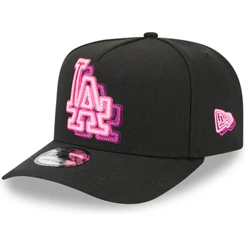 Los Angeles Dodgers MLB New Era 9FIFTY A Frame Neon svart böjd skärm snapback-keps