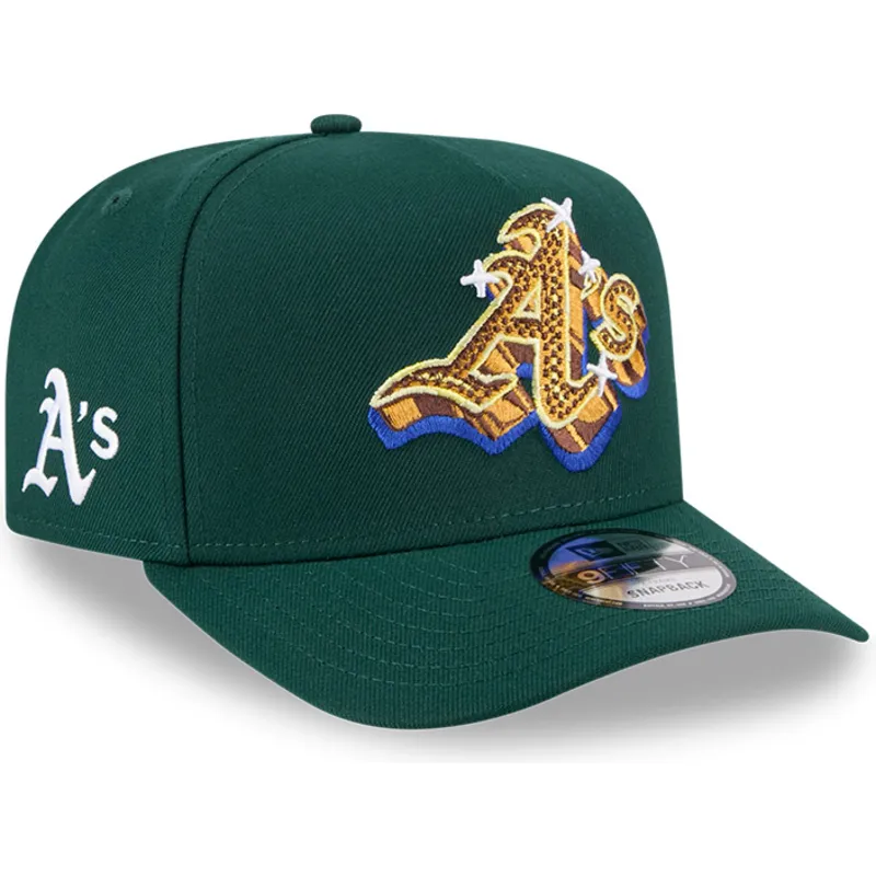 gron-kurvad-keps-snapback-9fifty-a-frame-emblem-oakland-athletics-mlb-fran-new-era