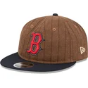 brun-och-marinbla-justerbar-platt-keps-9fifty-retro-crown-wool-pinstripe-fran-boston-red-sox-mlb-av-new-era