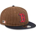 brun-och-marinbla-justerbar-platt-keps-9fifty-retro-crown-wool-pinstripe-fran-boston-red-sox-mlb-av-new-era