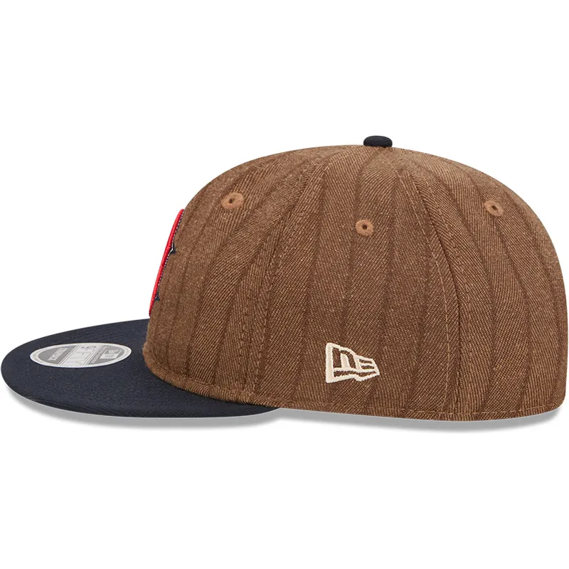 brun-och-marinbla-justerbar-platt-keps-9fifty-retro-crown-wool-pinstripe-fran-boston-red-sox-mlb-av-new-era