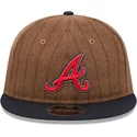 brun-och-marinbla-justerbar-platt-keps-9fifty-retro-crown-wool-pinstripe-fran-atlanta-braves-mlb-av-new-era