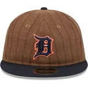 justerbar-brun-och-marinbla-platt-keps-9fifty-retro-crown-wool-pinstripe-av-detroit-tigers-mlb-fran-new-era