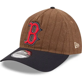 Justerbar 9TWENTY A Frame Wool Pinstripe Brun och Marinblå Böjd Keps Boston Red Sox MLB från New Era
